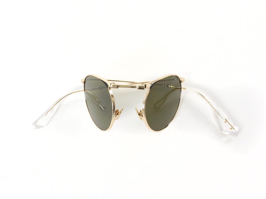 Krewe Gold Round Wire Frame Rampart Fold Sunglasses