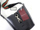 Gucci Black Calfskin Tritone Stripe Web Small Bucket Bag