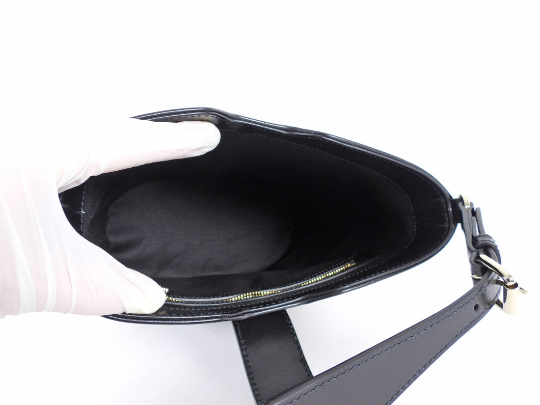 Gucci Black Calfskin Tritone Stripe Web Small Bucket Bag