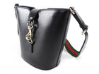 Gucci Black Calfskin Tritone Stripe Web Small Bucket Bag