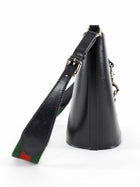 Gucci Black Calfskin Tritone Stripe Web Small Bucket Bag