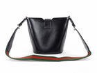 Gucci Black Calfskin Tritone Stripe Web Small Bucket Bag