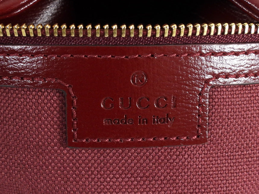 Gucci Burgundy Calfskin Tritone Stripe Web Small Bucket Bag