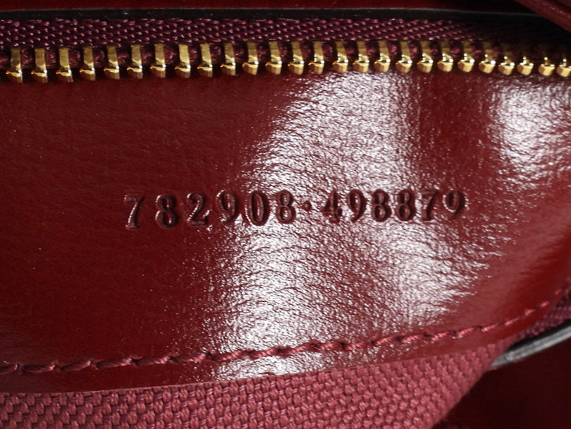 Gucci Burgundy Calfskin Tritone Stripe Web Small Bucket Bag