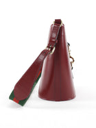 Gucci Burgundy Calfskin Tritone Stripe Web Small Bucket Bag