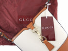 Gucci Toile Canvas and Brown Calfskin Tritone Stripe Web Small Bucket Bag