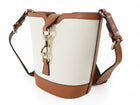 Gucci Toile Canvas and Brown Calfskin Tritone Stripe Web Small Bucket Bag