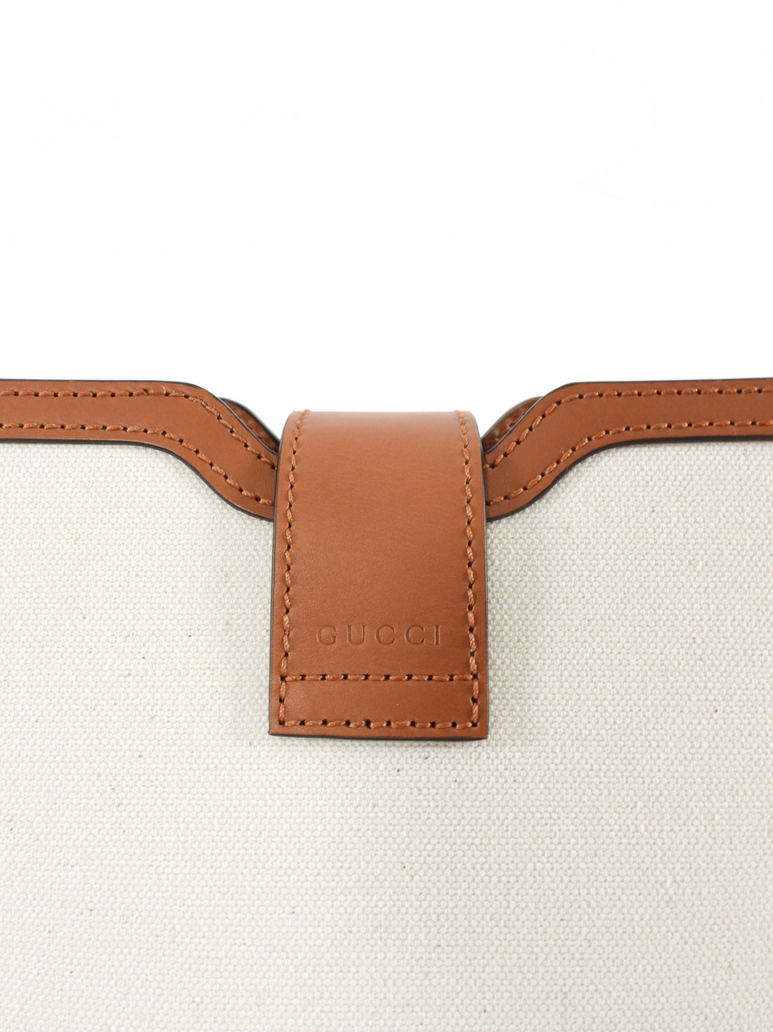 Gucci Toile Canvas and Brown Calfskin Tritone Stripe Web Small Bucket Bag