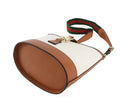 Gucci Toile Canvas and Brown Calfskin Tritone Stripe Web Small Bucket Bag