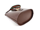 Gucci Chestnut Brown Calfskin Tritone Stripe Web Small Bucket Bag