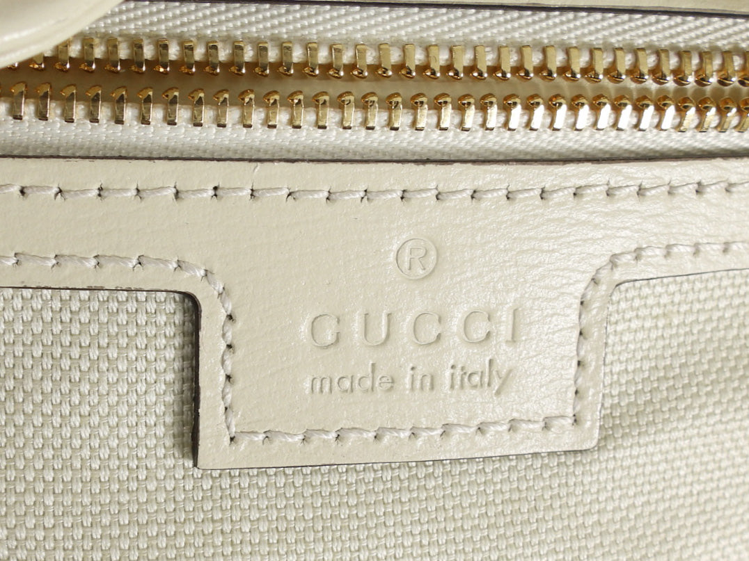Gucci Ivory Calfskin Tritone Stripe Web Small Bucket Bag