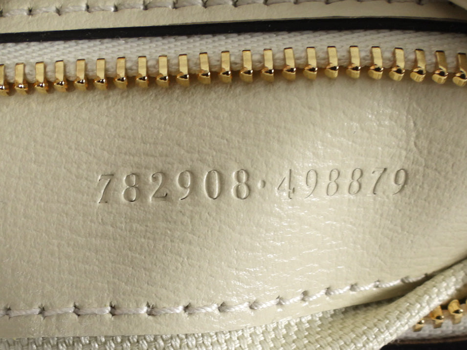 Gucci Ivory Calfskin Tritone Stripe Web Small Bucket Bag