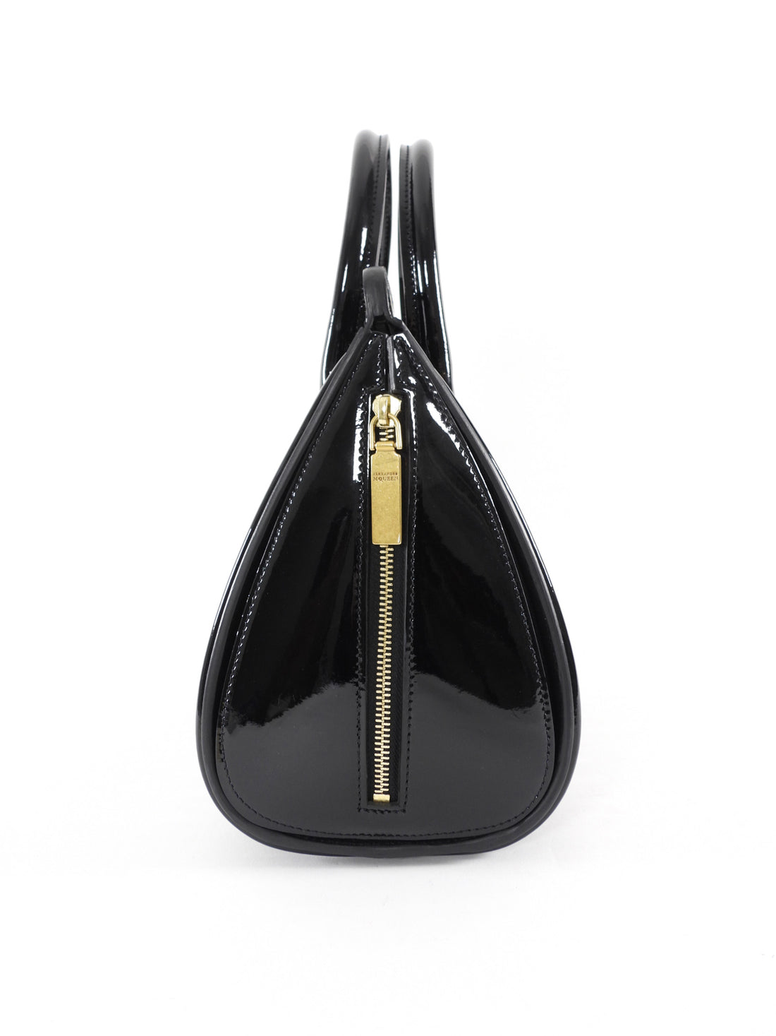 Alexander McQueen Black Patent Honeycomb Leather Heroine Bag