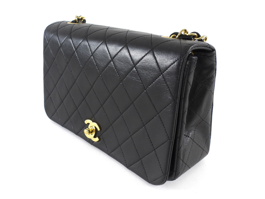 Chanel Black Vintage 1989 Quilted Leather Classic Full Flap Bag Small