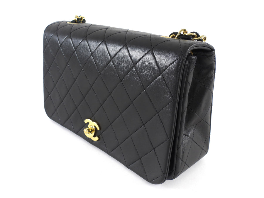 Chanel Black Vintage 1989 Quilted Leather Classic Full Flap Bag Small
