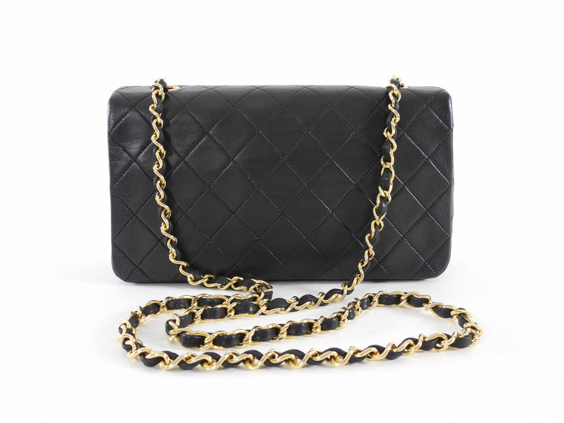 Chanel Black Vintage 1989 Quilted Leather Classic Full Flap Bag Small