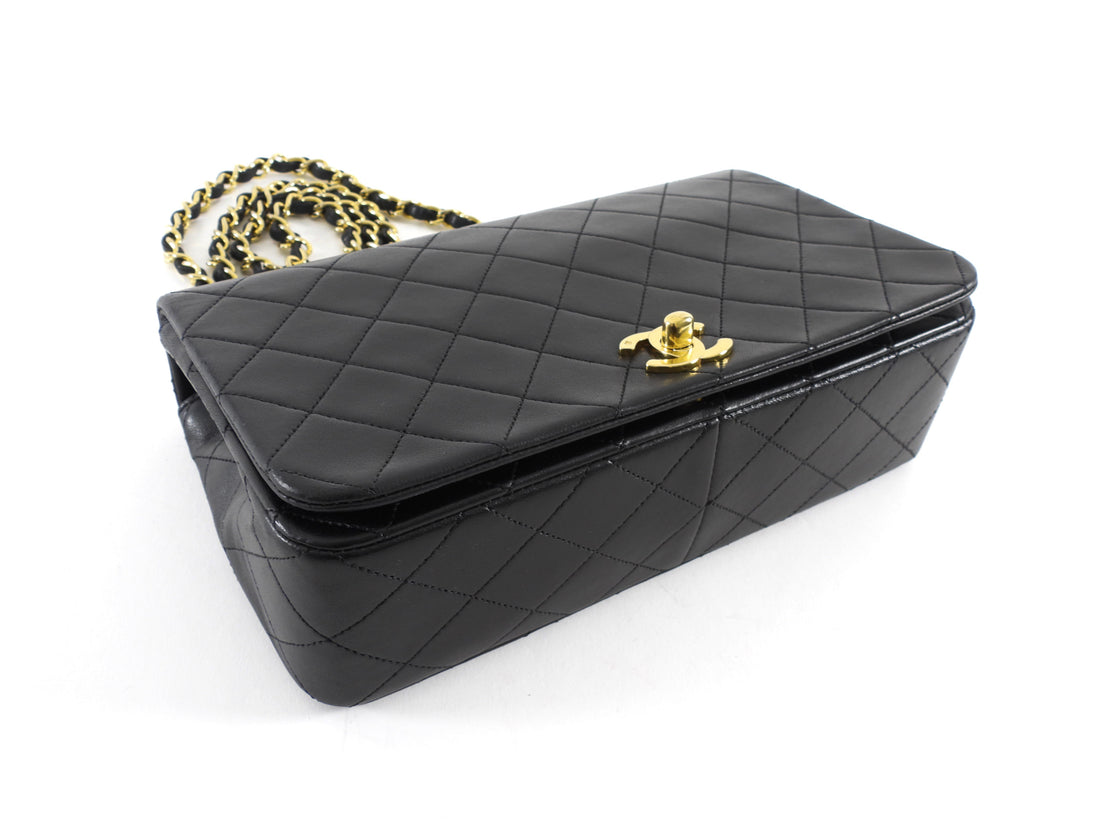 Chanel Black Vintage 1989 Quilted Leather Classic Full Flap Bag Small