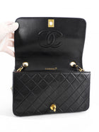 Chanel Black Vintage 1989 Quilted Leather Classic Full Flap Bag Small