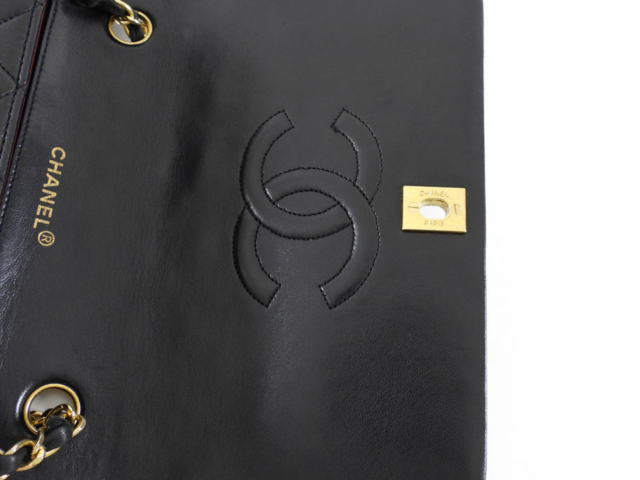 Chanel Black Vintage 1989 Quilted Leather Classic Full Flap Bag Small