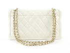 Chanel White Quilted Leather 3 Compartment Hanbok Flap Bag Medium