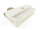Chanel White Quilted Leather 3 Compartment Hanbok Flap Bag Medium