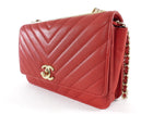 Chanel Red 2019 Chevron Lambskin Trendy WOC Wallet on Chain Bag