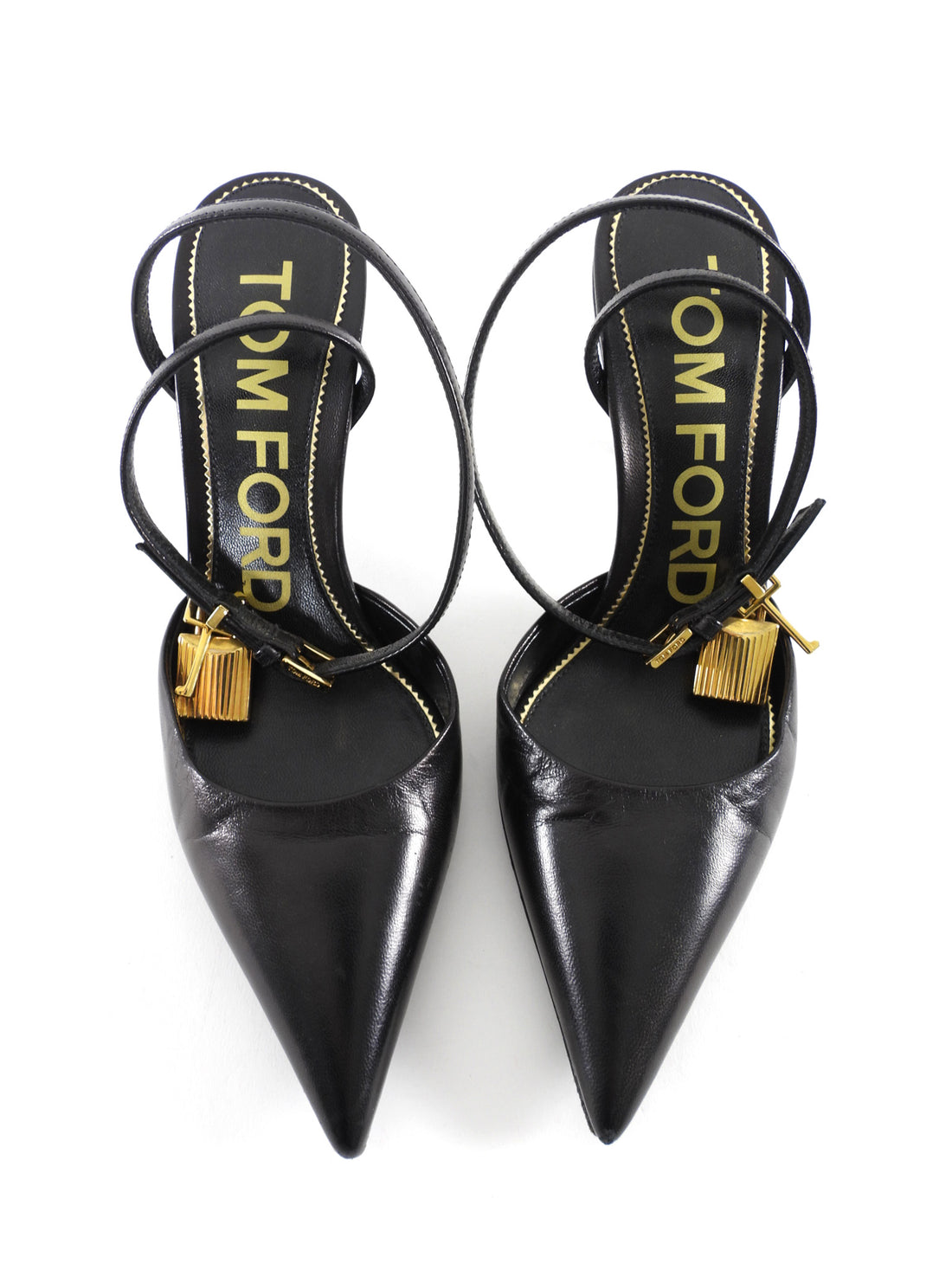 Tom Ford Black Leather Padlock Ankle Strap Pumps - 36