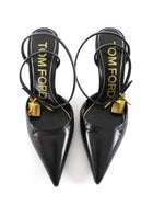 Tom Ford Black Leather Padlock Ankle Strap Pumps - 36