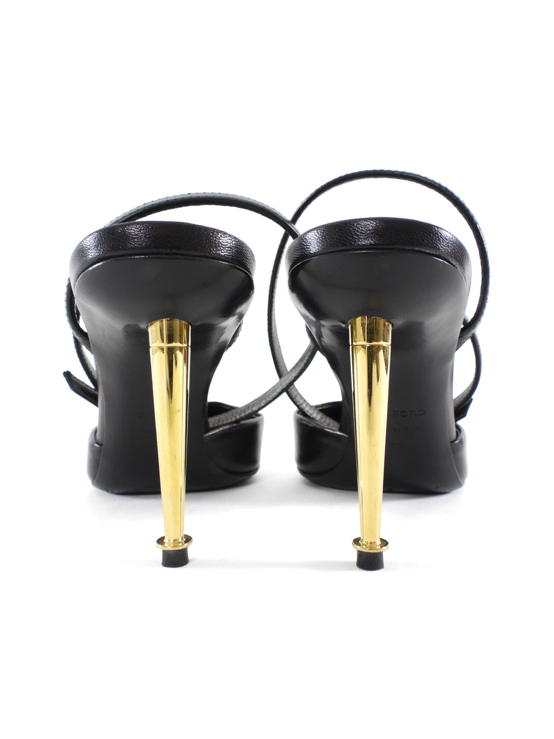 Tom Ford Black Leather Padlock Ankle Strap Pumps - 36