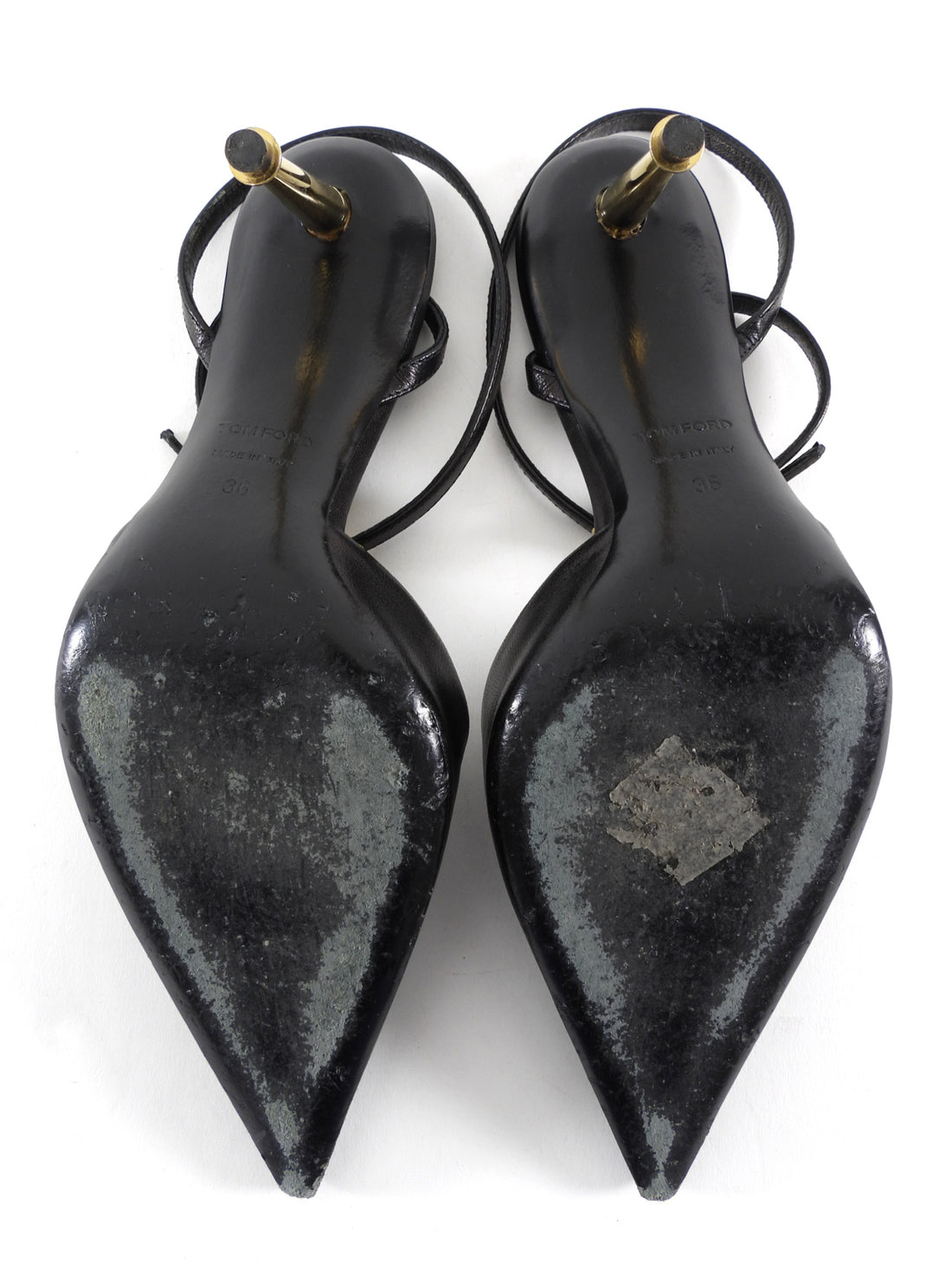 Tom Ford Black Leather Padlock Ankle Strap Pumps - 36