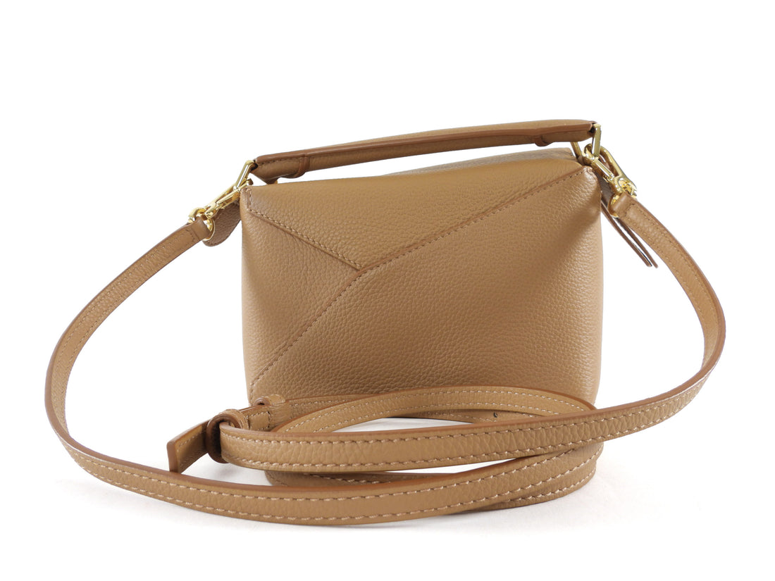 Loewe Toffee Brown Grained Calfskin Mini Puzzle Bag