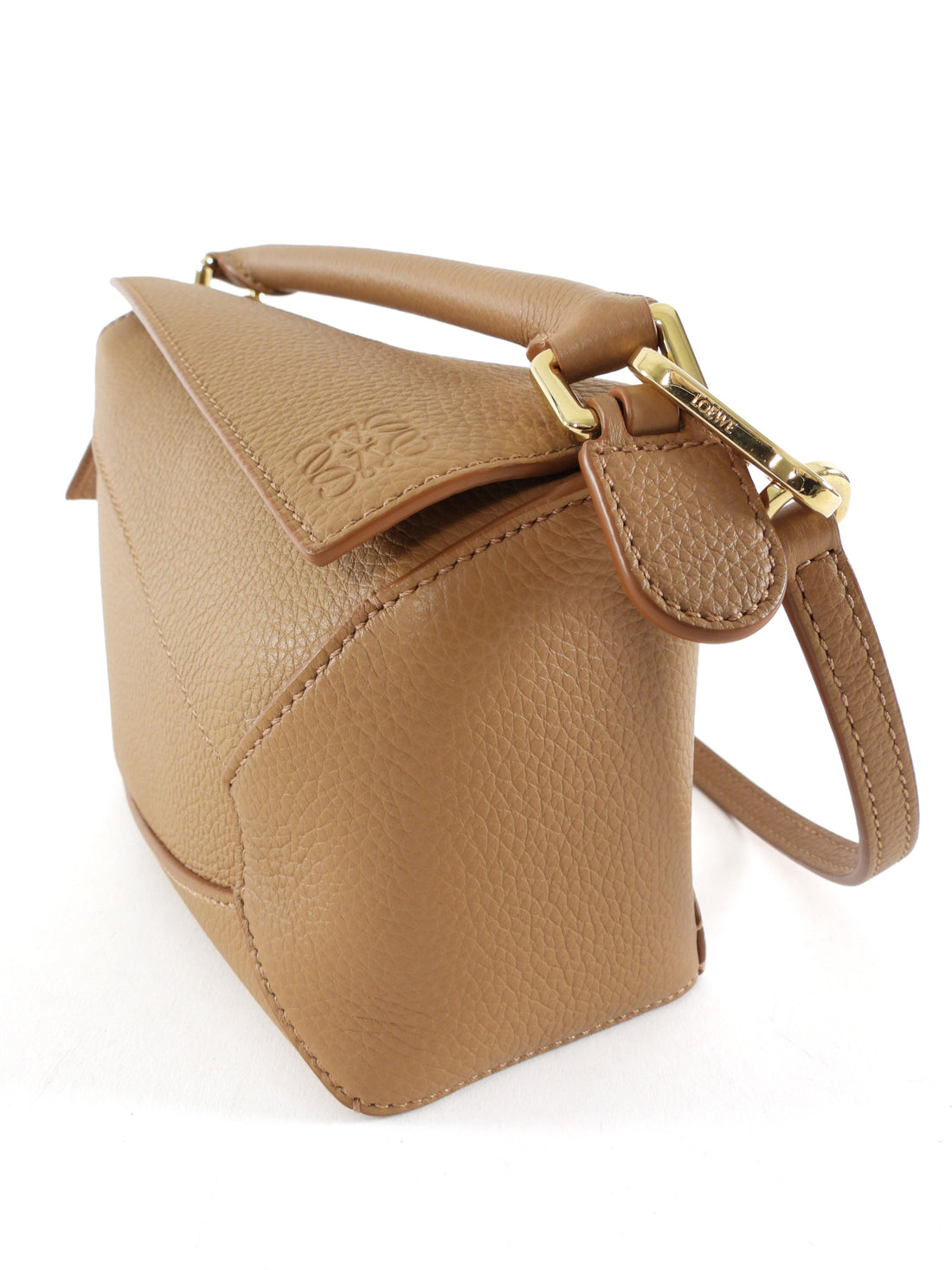 Loewe Toffee Brown Grained Calfskin Mini Puzzle Bag