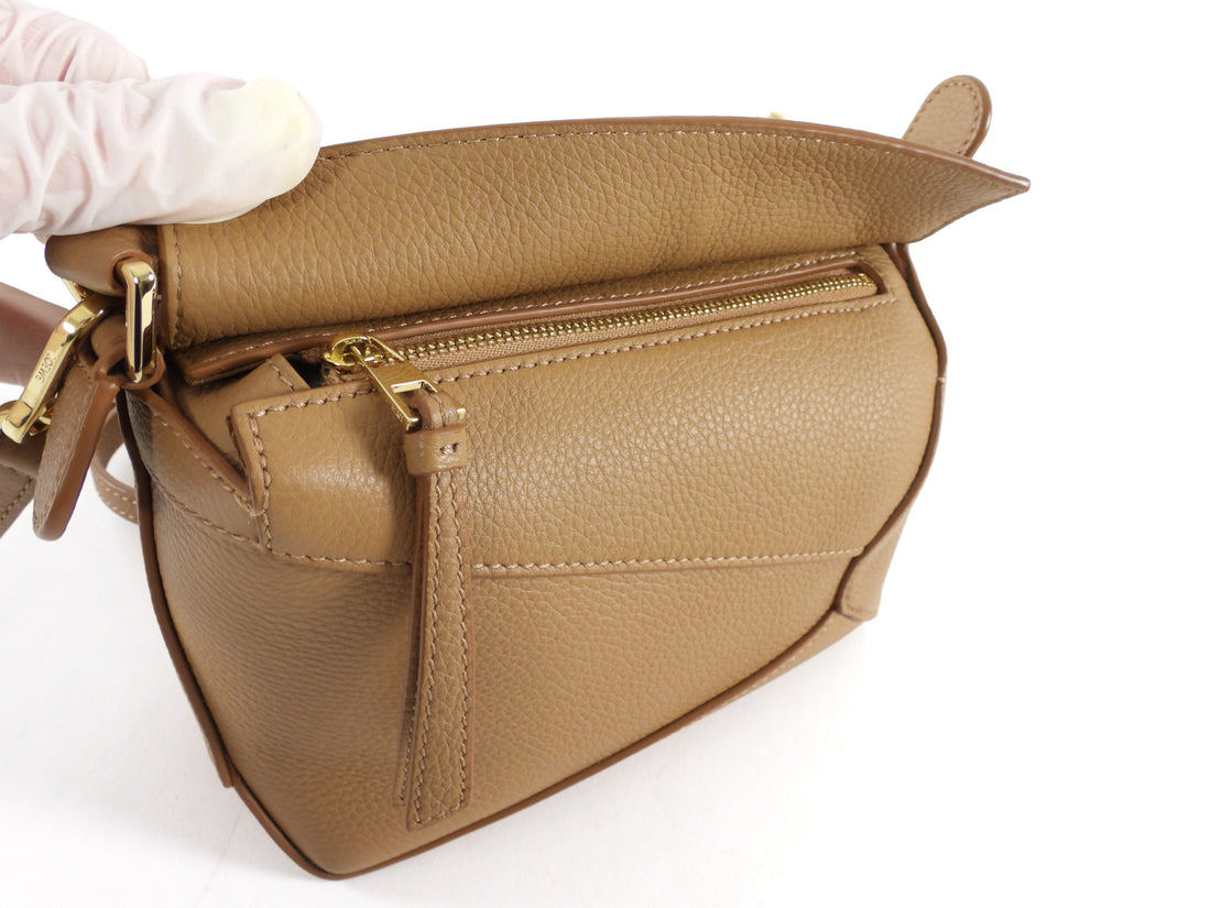 Loewe Toffee Brown Grained Calfskin Mini Puzzle Bag