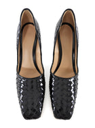 Bottega Veneta Black Intrecciato Leather Comet Sculpted Wedges - 39