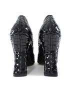 Bottega Veneta Black Intrecciato Leather Comet Sculpted Wedges - 39