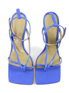 Bottega Veneta Aquarium Blue Leather Stretch Strap High Heel Thong Sandals -  36