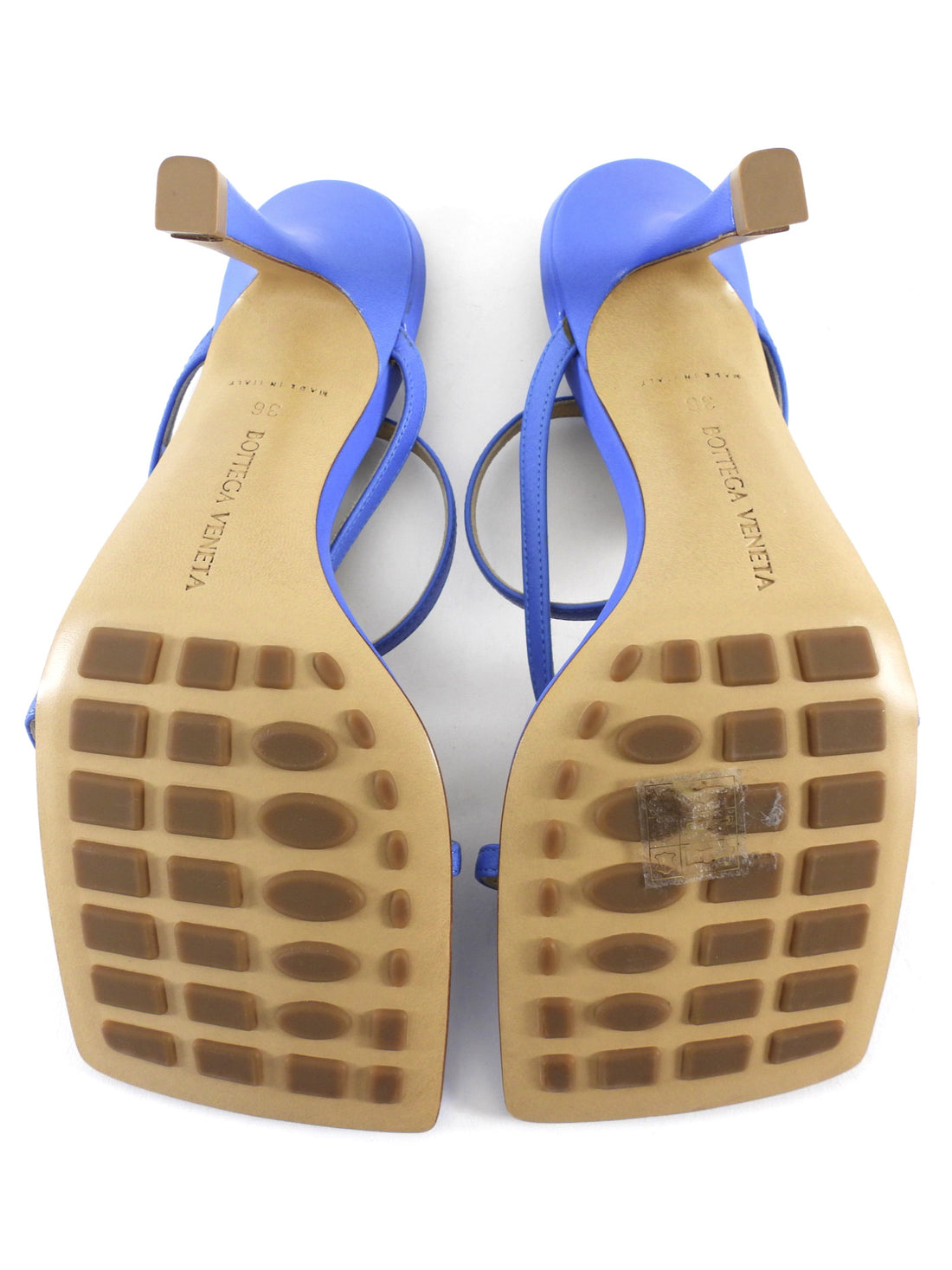 Bottega Veneta Aquarium Blue Leather Stretch Strap High Heel Thong Sandals -  36