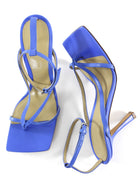 Bottega Veneta Aquarium Blue Leather Stretch Strap High Heel Thong Sandals -  36