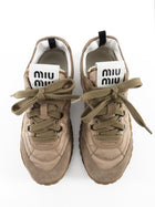 Miu Miu Beige Nylon Suede Trim Tyre Low-Top Sneakers - 37