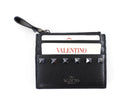 Valentino Black Grained Leather Rockstud Zip Cardholder