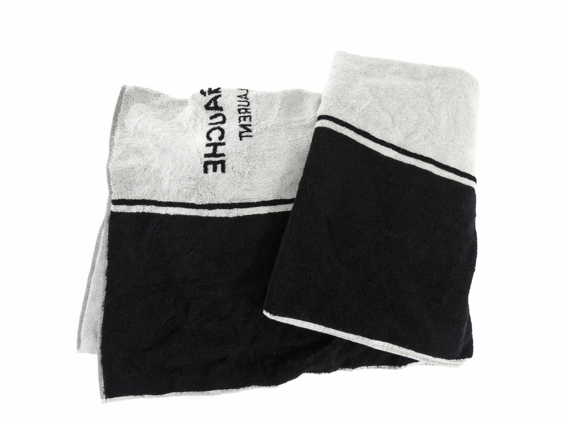 Saint Laurent Rive Gauche Black and White Terry Cloth Convertible Towel Tote