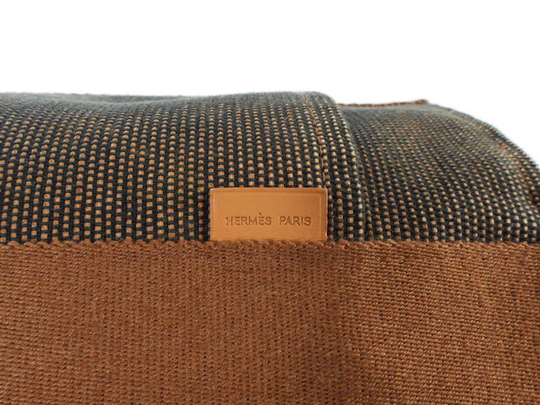 Hermes Brown Toille Canvas Saxo PM Bucket Bag
