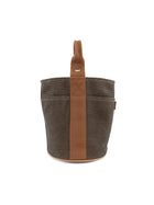 Hermes Brown Toille Canvas Saxo PM Bucket Bag