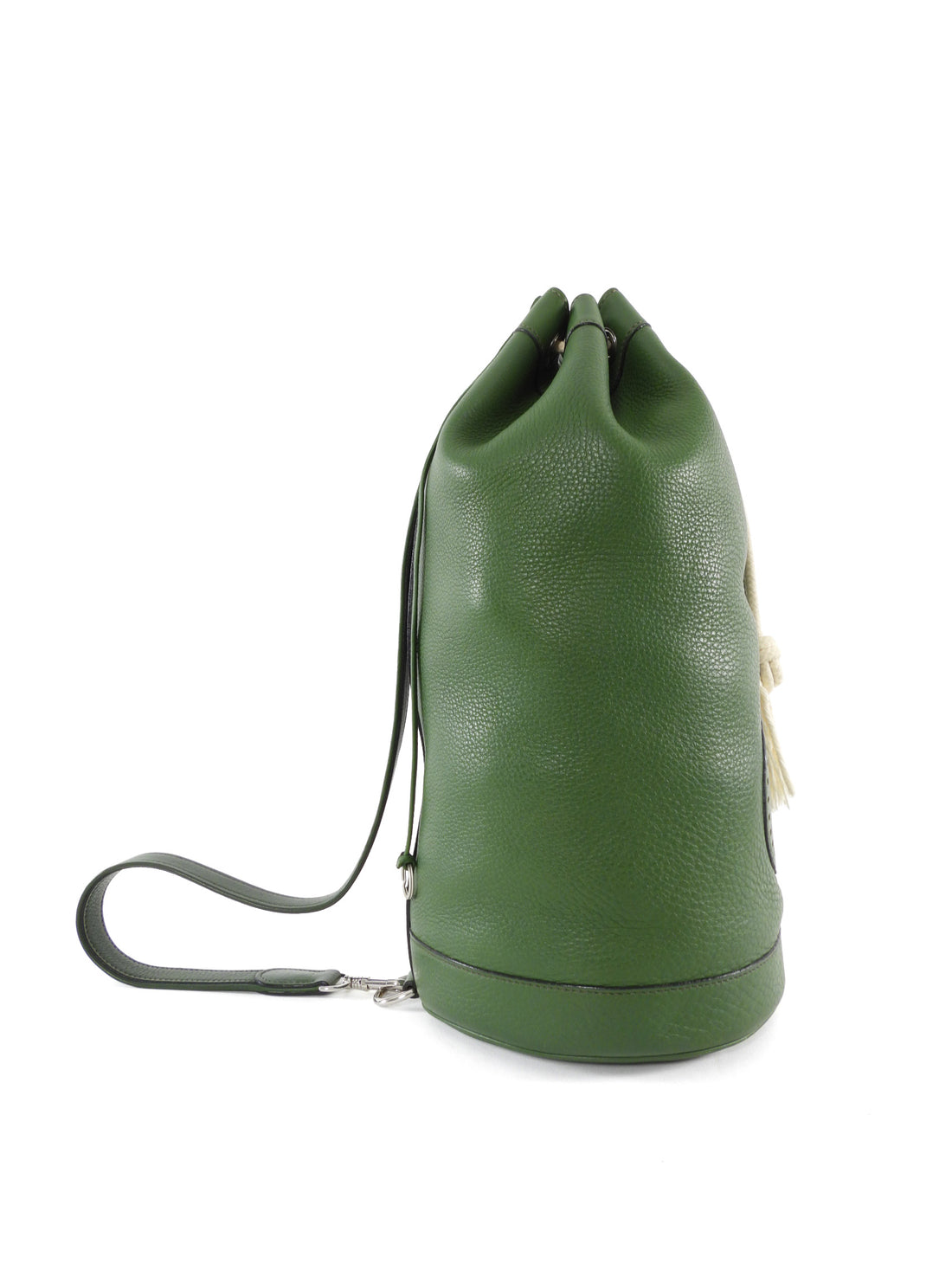 Hermes Vintage 2000 Green Clemence Lunch Drawstring Shoulder Bag