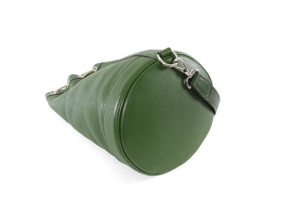 Hermes Vintage 2000 Green Clemence Lunch Drawstring Shoulder Bag