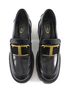 Tod's Black T-Plaque Block Heel Loafers - 36.5