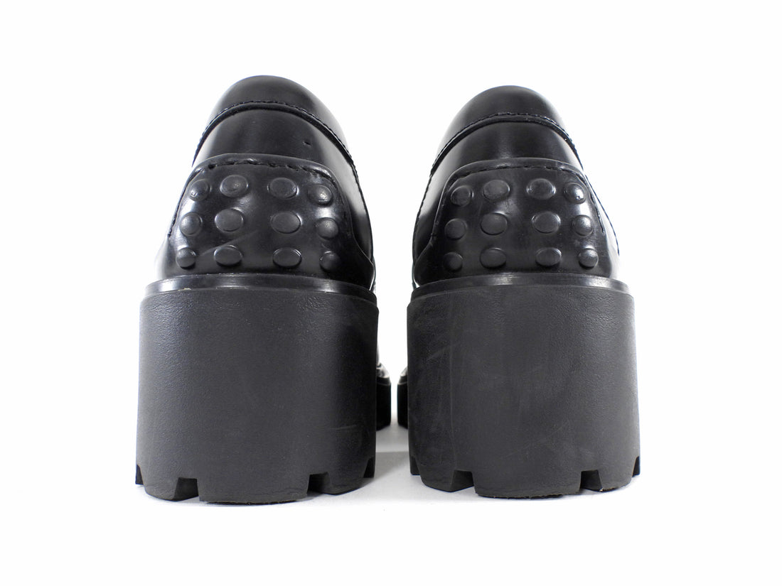 Tod's Black T-Plaque Block Heel Loafers - 36.5