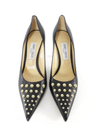 Jimmy Choo Black Studded Leather Pointed Pumps - 40