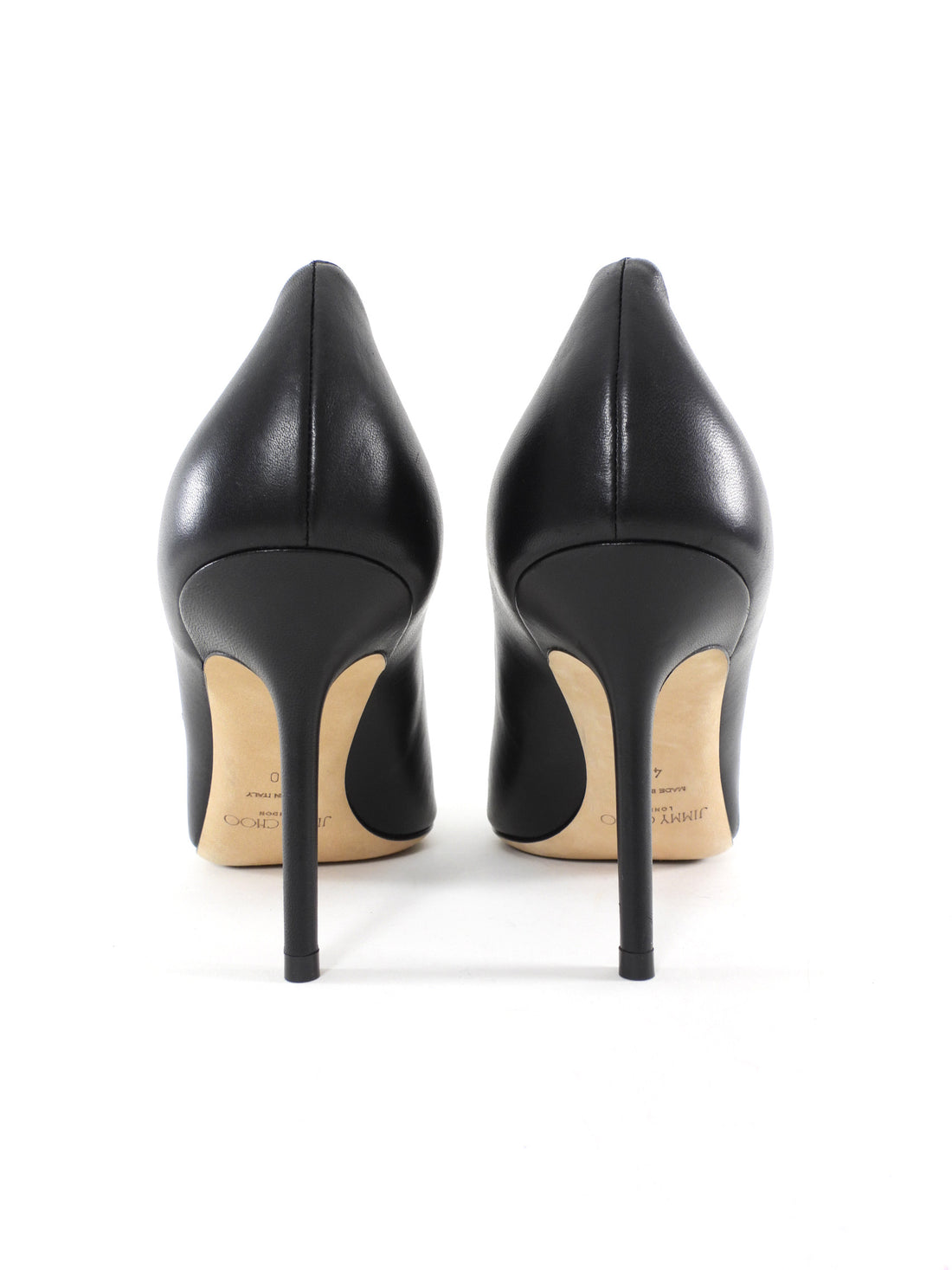 Jimmy Choo Black Studded Leather Pointed Pumps - 40
