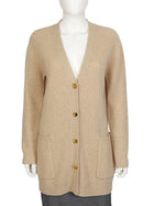 Max Mara Oatmeal Villar Cashmere Rib Long Cardigan Sweater - M